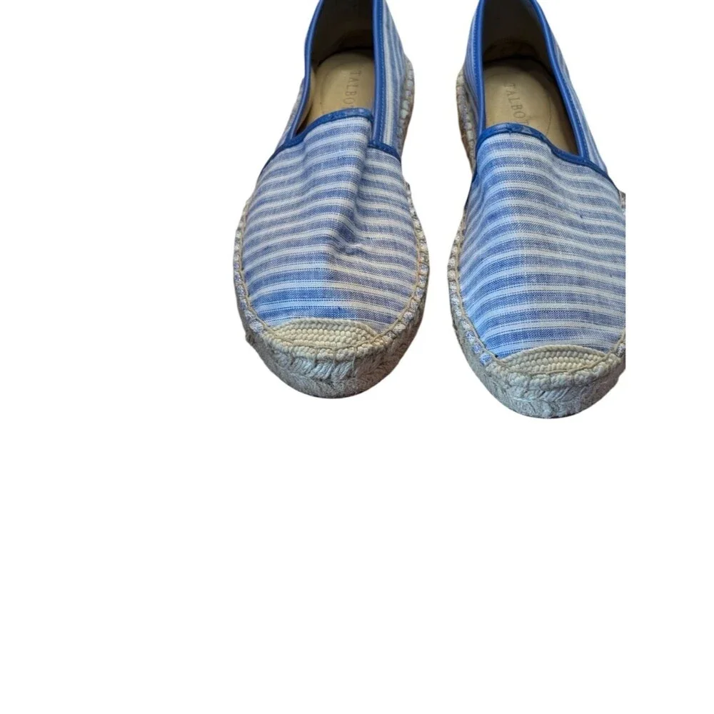 Talbots Izzy Blue & White Striped Canvas Espadrilles size 7M Nautical resortwear